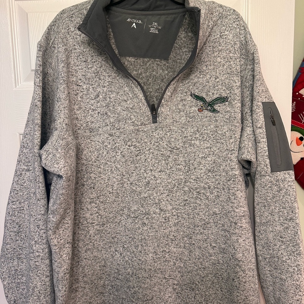 Antigua Charcoal Classic Philadelphia Eagles Quarter-Zip Top